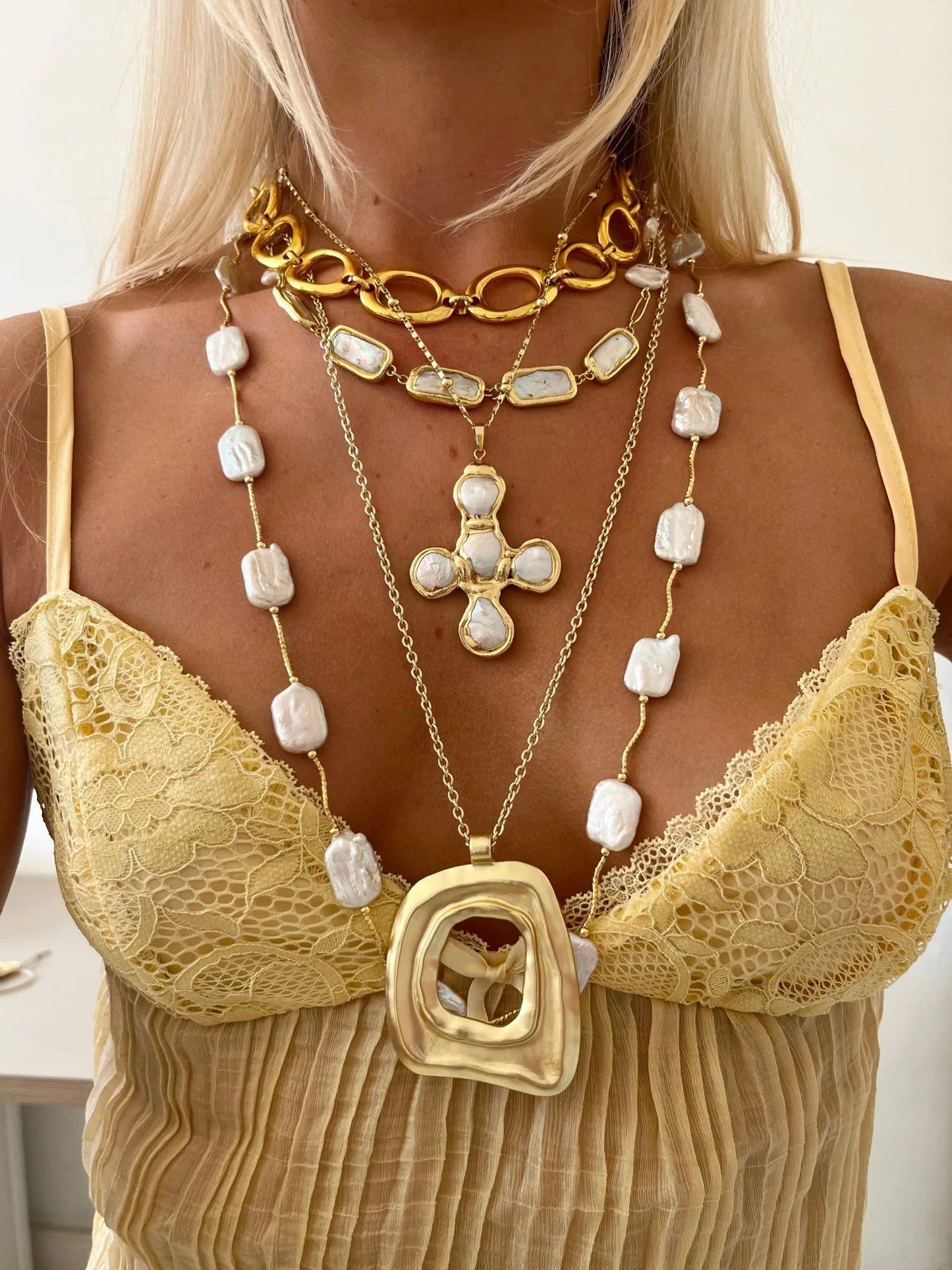 PEARL CROSS NECKLACE