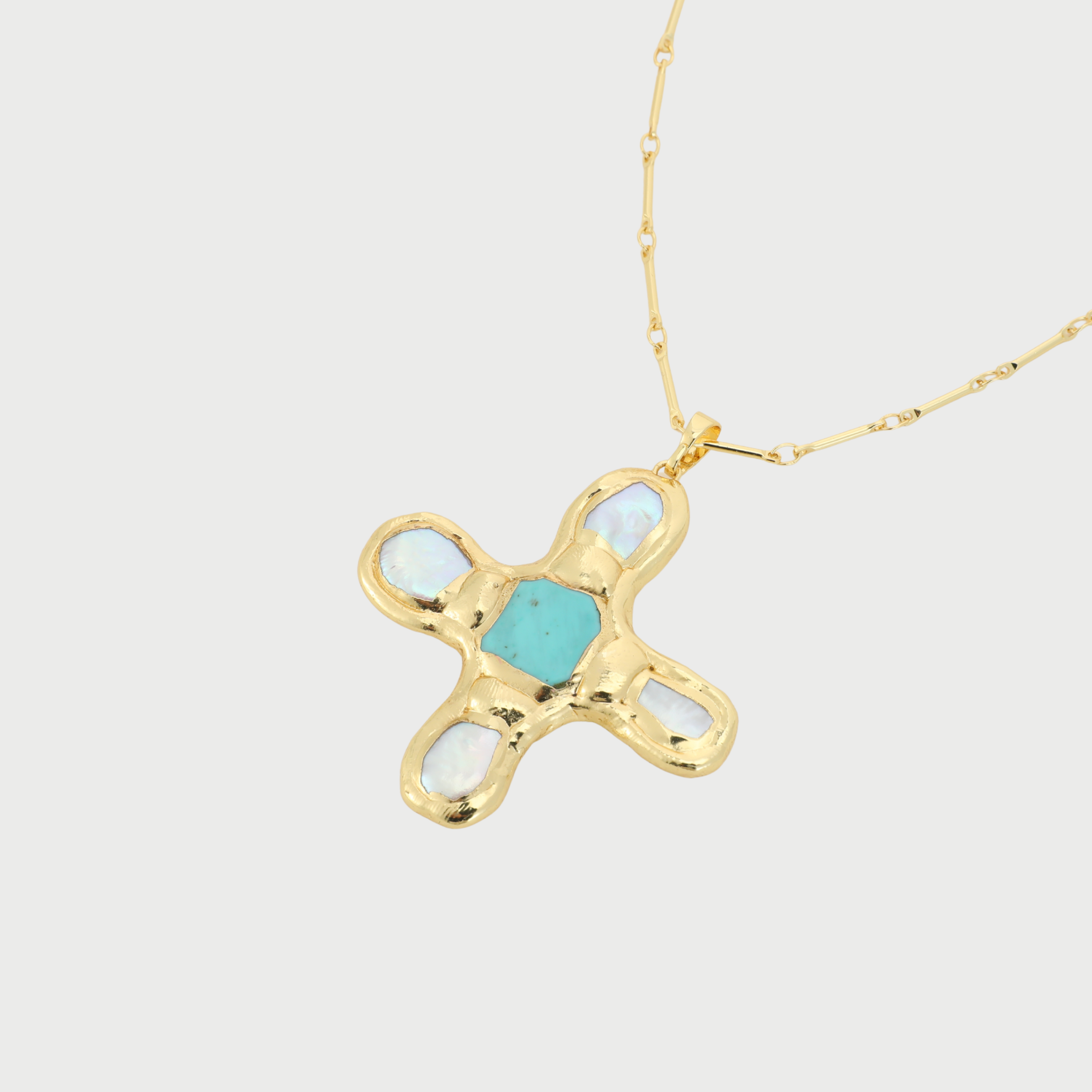 AQUA CROSS NECKLACE