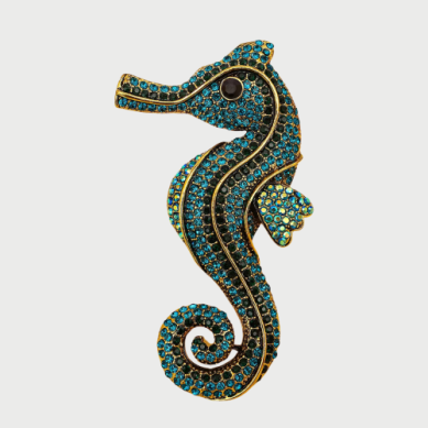 SEAHORSE BROOCHE BLUE
